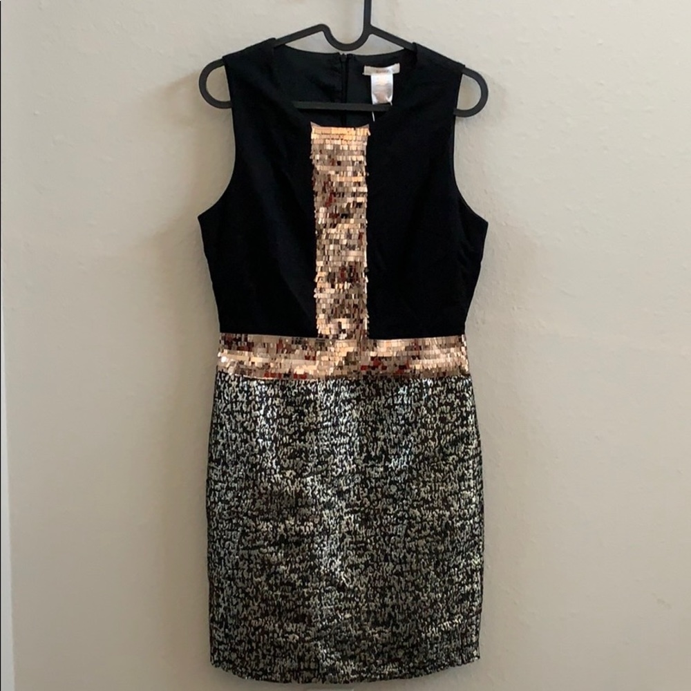 Black Sequined Textured Dress